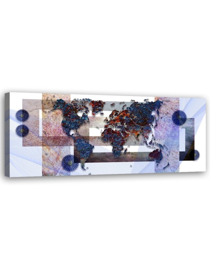 Canvas print for the bedroom - Blue world map | FEEBY