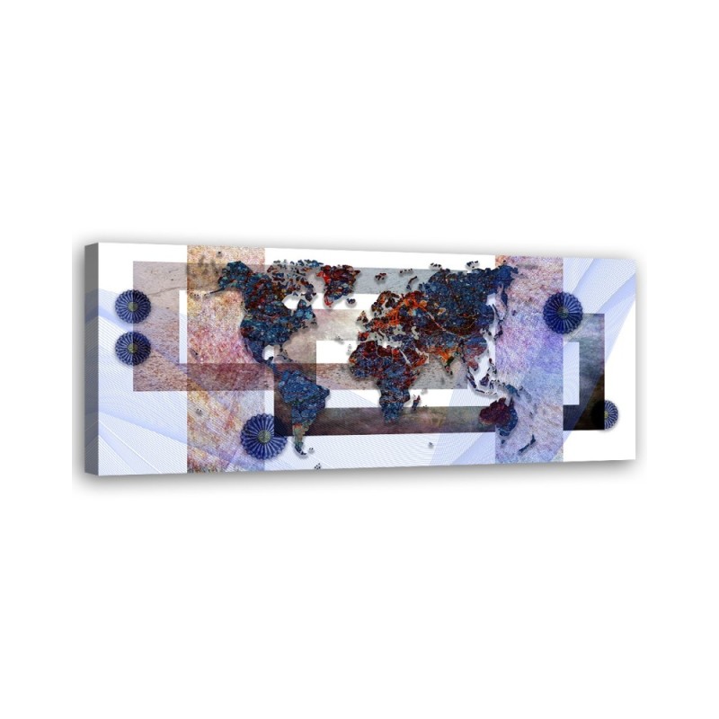 Canvas print for the bedroom - Blue world map | FEEBY