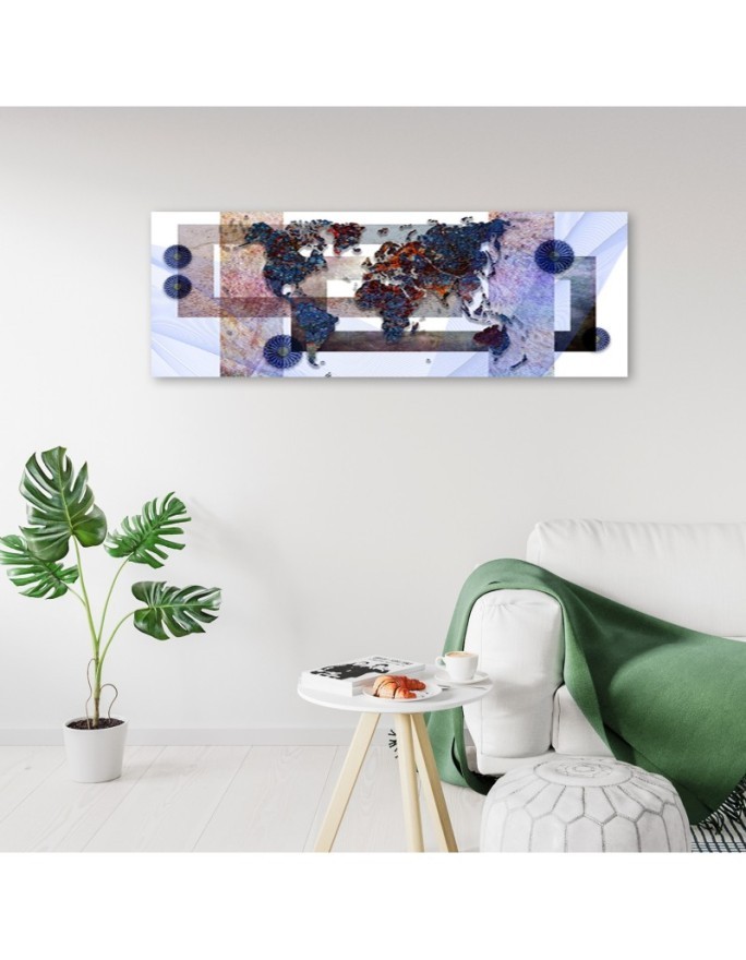 Canvas print for the bedroom - Blue world map | FEEBY