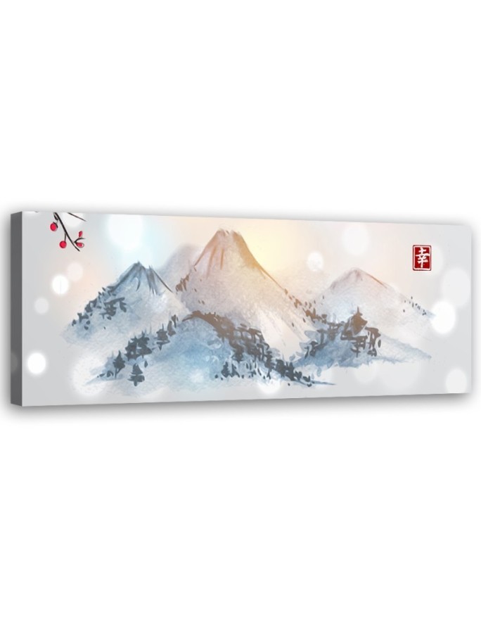 Modern painting for wall - Japanese sumi mountains | FEEBY