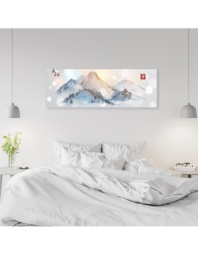 Modern painting for wall - Japanese sumi mountains | FEEBY
