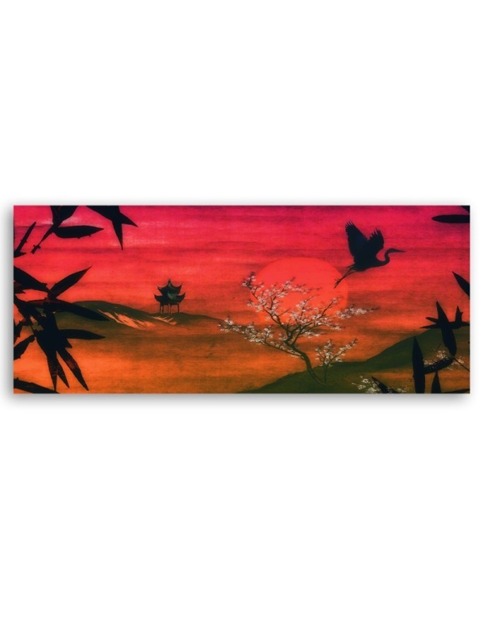 Bedroom wall painting - Red landscape of Japan | FEEBY