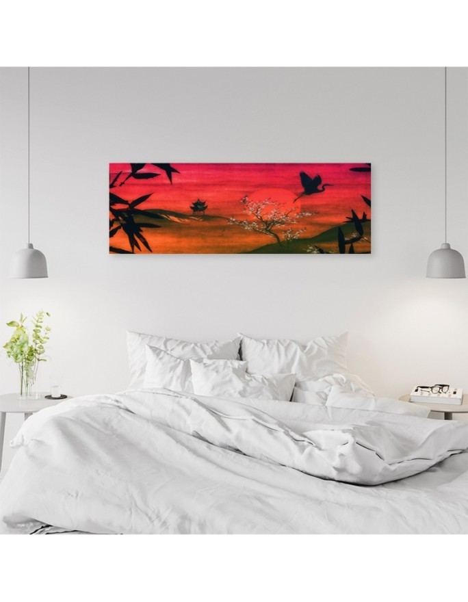 Bedroom wall painting - Red landscape of Japan | FEEBY