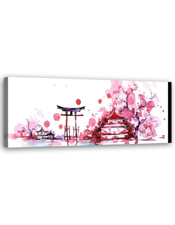 Japanese landscape watercolour - Canvas painting | FEEBY