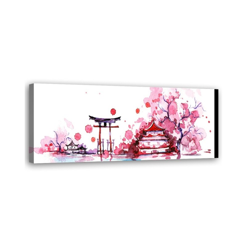 Japanese landscape watercolour - Canvas painting | FEEBY