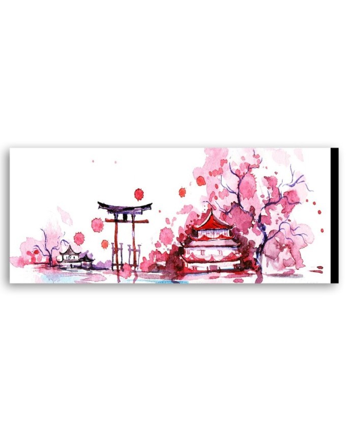 Japanese landscape watercolour - Canvas painting | FEEBY