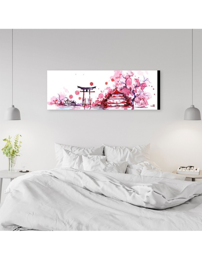 Japanese landscape watercolour - Canvas painting | FEEBY