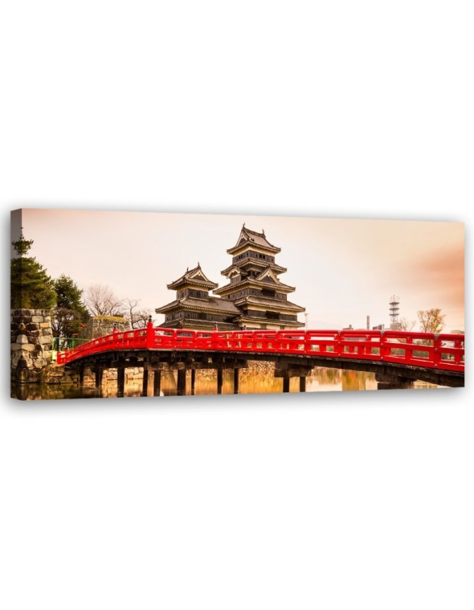 Japanese bridge and matsumoto castle - Canvas painting | FEEBY