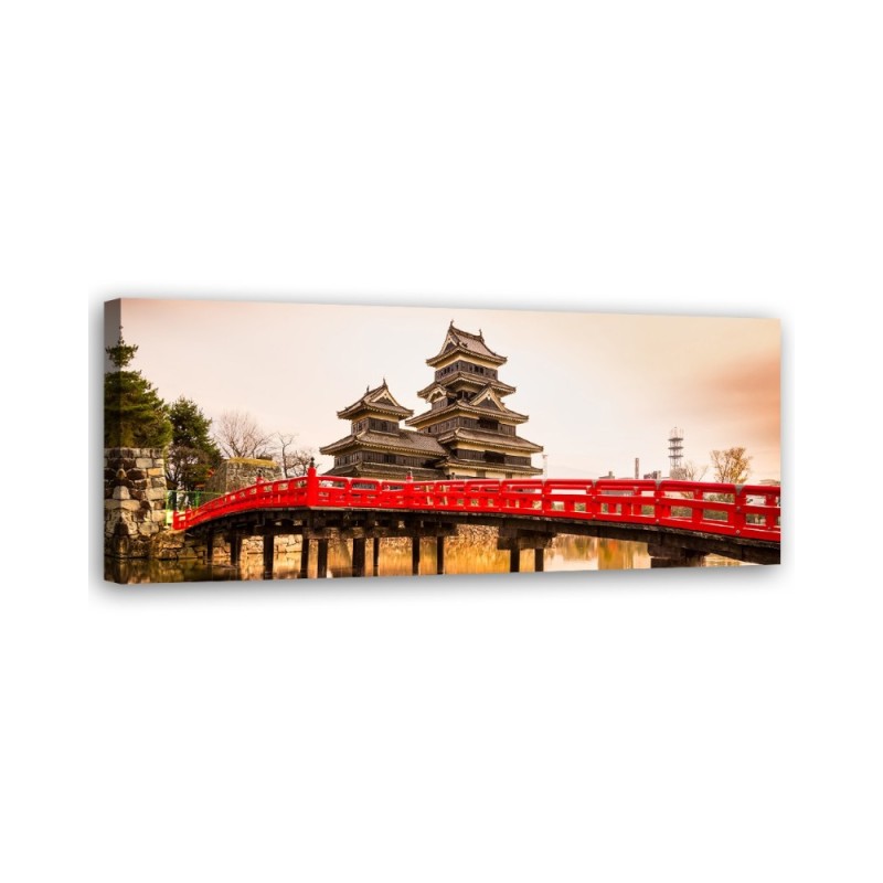 Japanese bridge and matsumoto castle - Canvas painting | FEEBY