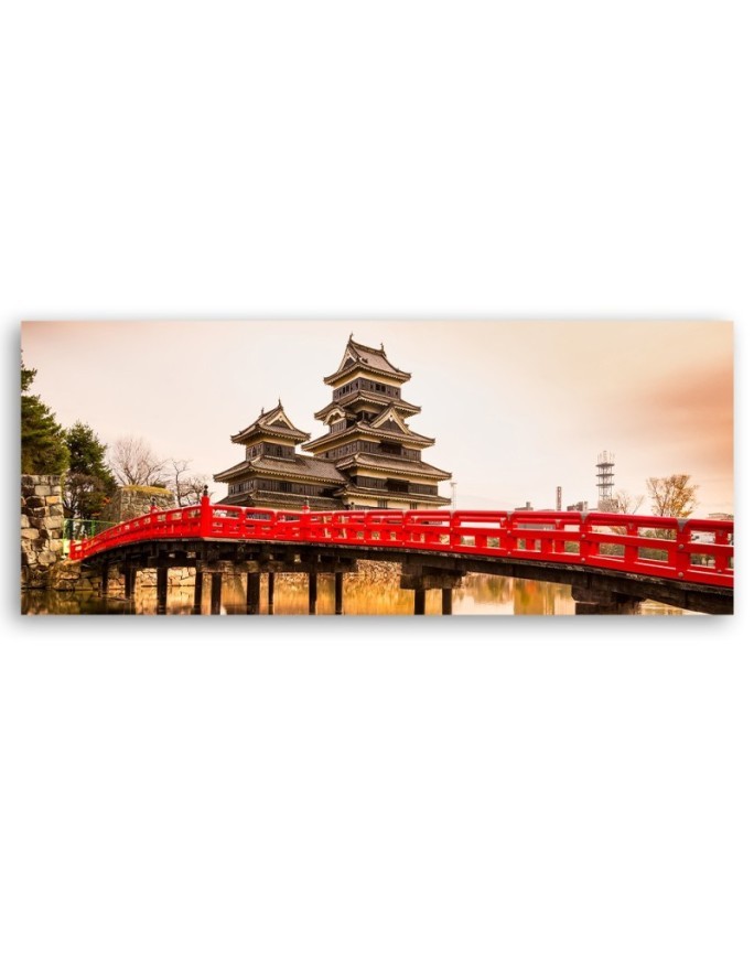 Japanese bridge and matsumoto castle - Canvas painting | FEEBY