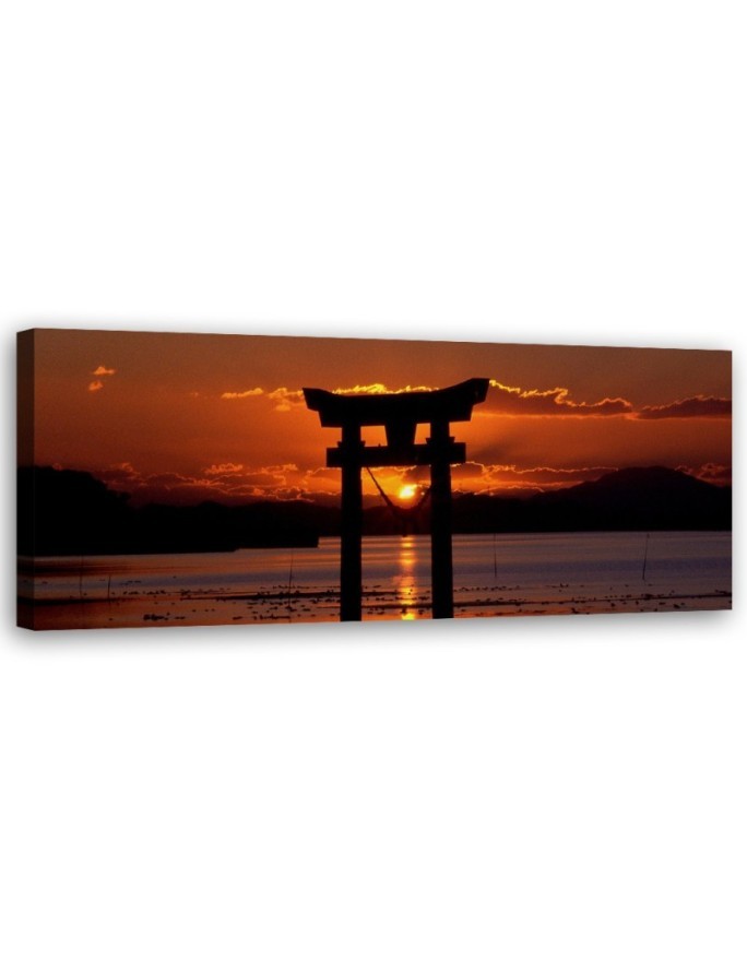 Sunset over torii gate - Modern canvas painting | FEEBY