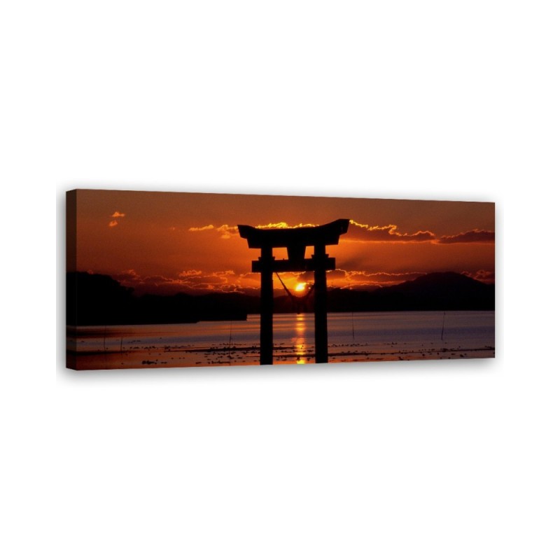 Sunset over torii gate - Modern canvas painting | FEEBY