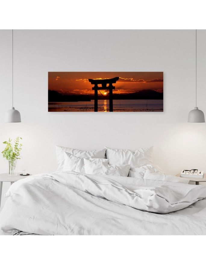 Sunset over torii gate - Modern canvas painting | FEEBY