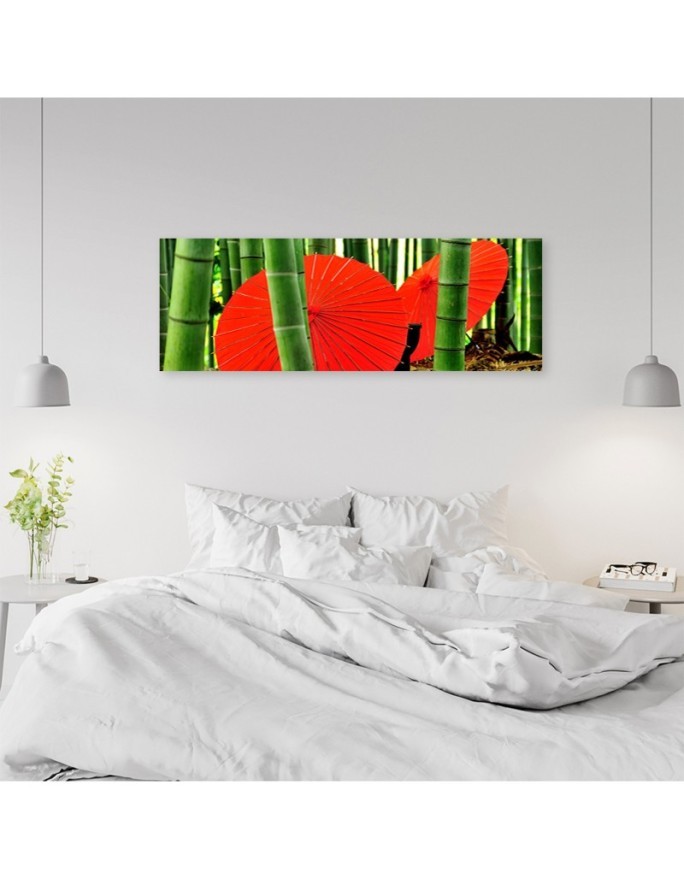 Bamboo japan umbrellas - Canvas print for the living room | FEEBY