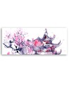 Japanese pagoda watercolour - Image for living room | FEEBY