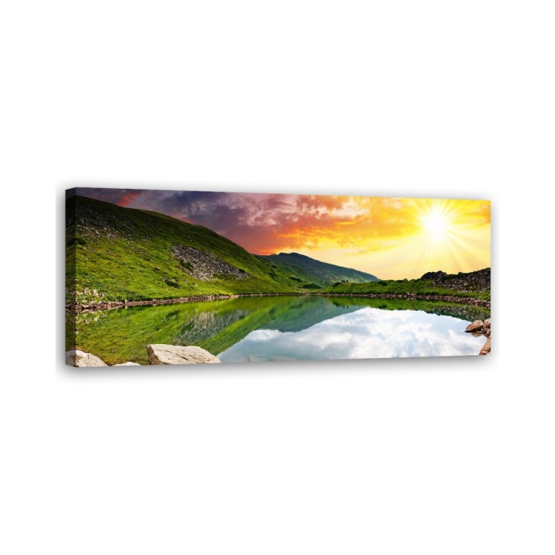 Mountain lake and sunset - Image for living room | FEEBY