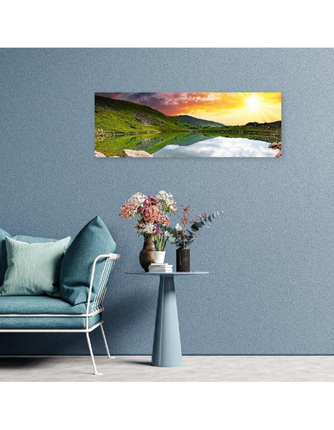 Mountain lake and sunset - Image for living room | FEEBY