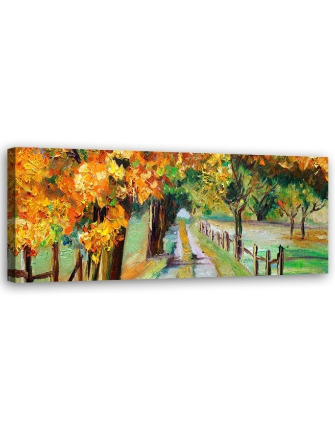 Autumn painted trees - Wall painting for living room | FEEBY