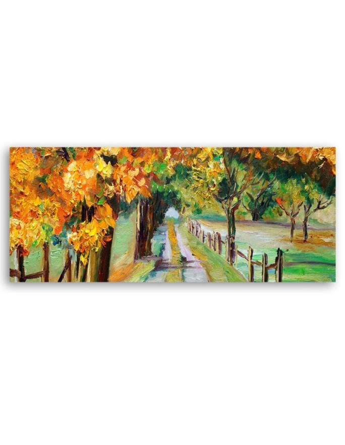 Autumn painted trees - Wall painting for living room | FEEBY