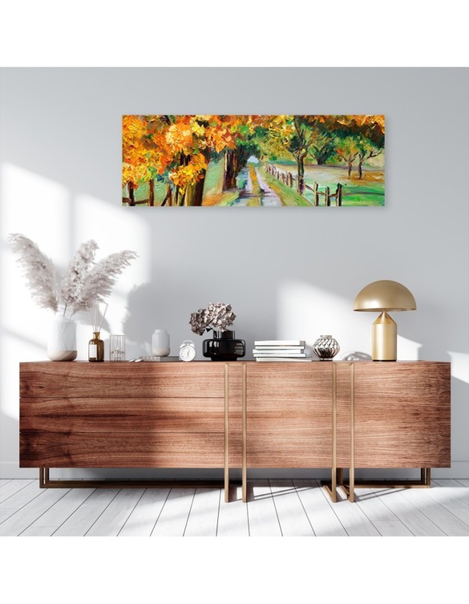 Autumn painted trees - Wall painting for living room | FEEBY