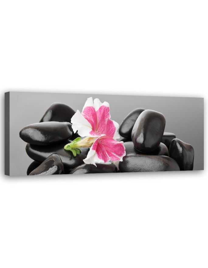 Flower and dark zen stones - Decorative painting for wall | FEEBY