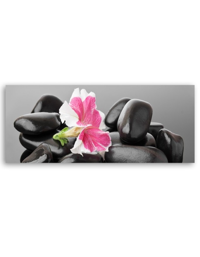 Flower and dark zen stones - Decorative painting for wall | FEEBY