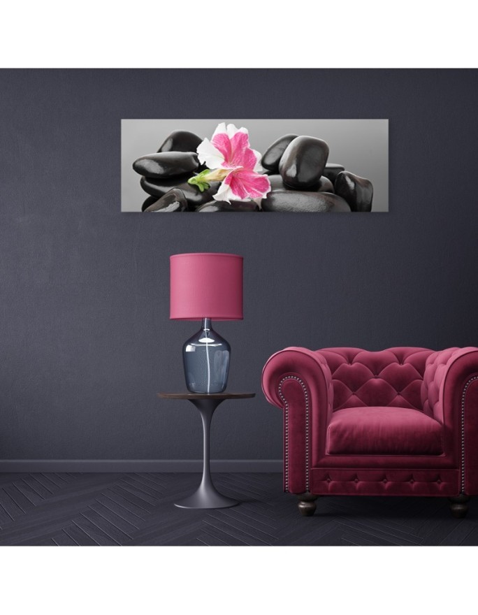 Flower and dark zen stones - Decorative painting for wall | FEEBY