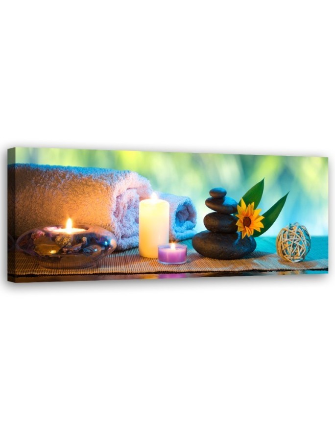 Spa towel candles - Canvas print for the living room | FEEBY