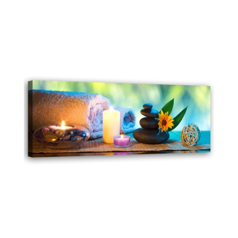 Spa towel candles - Canvas print for the living room | FEEBY