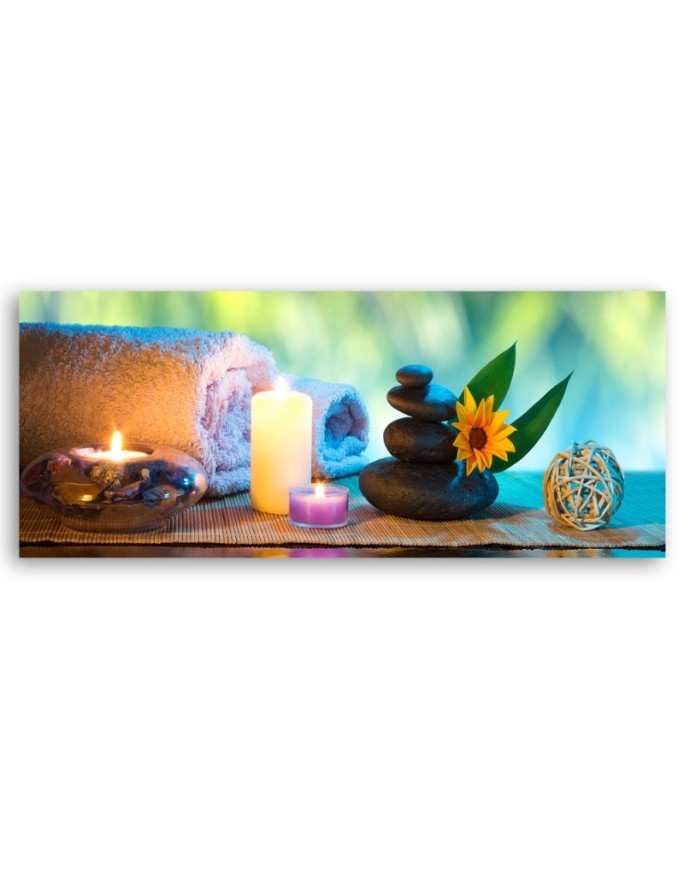 Spa towel candles - Canvas print for the living room | FEEBY