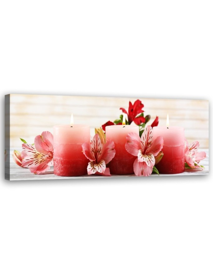 Flowers candles zen red - Wall painting for living room | FEEBY