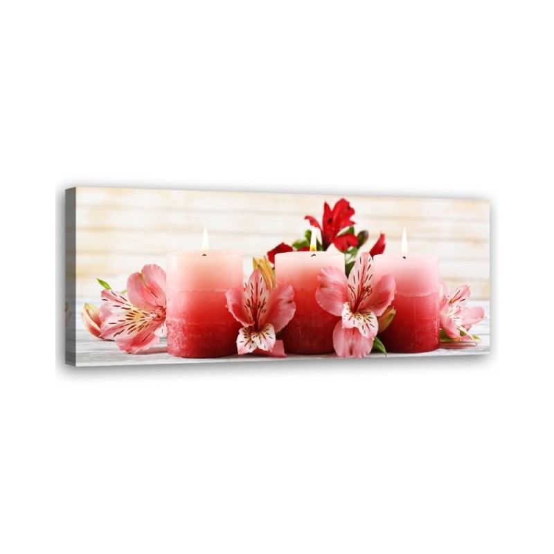Flowers candles zen red - Wall painting for living room | FEEBY
