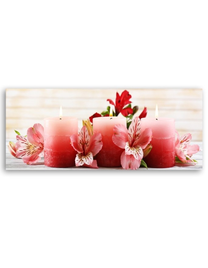 Flowers candles zen red - Wall painting for living room | FEEBY