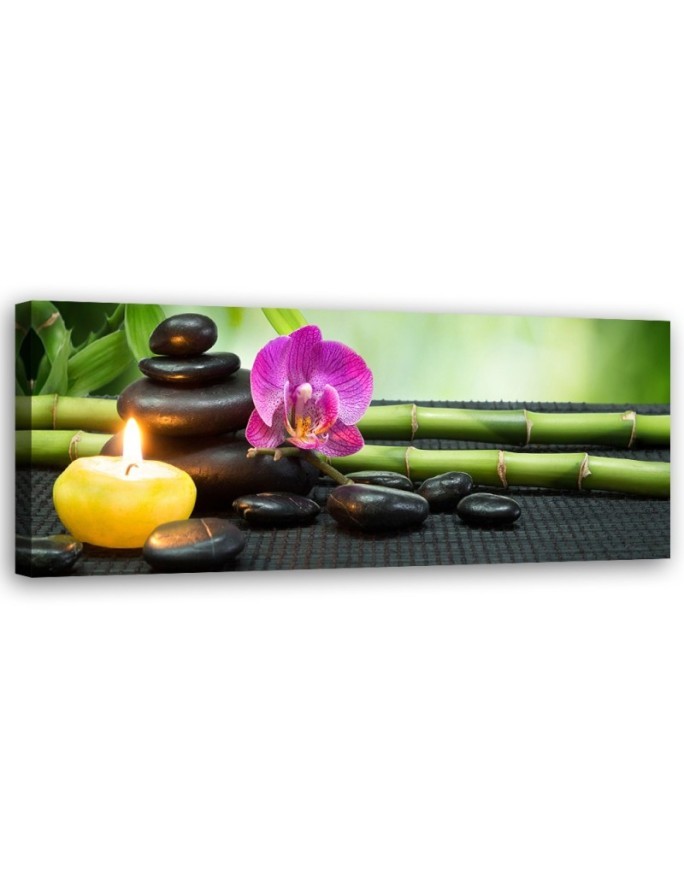 Zen composition with candle and flowers - Modern painting | FEEBY