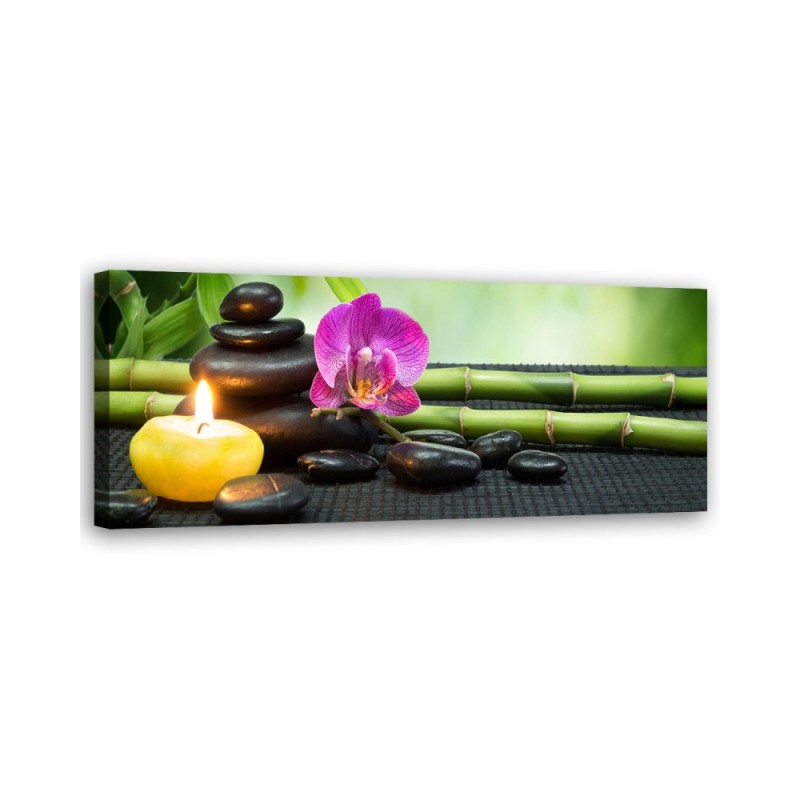 Zen composition with candle and flowers - Modern painting | FEEBY