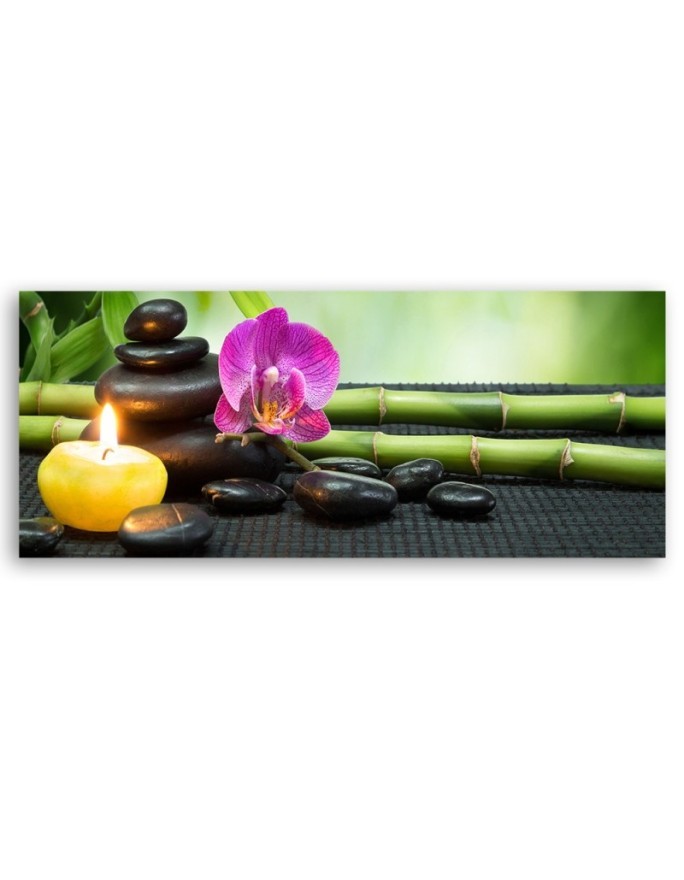 Zen composition with candle and flowers - Modern painting | FEEBY