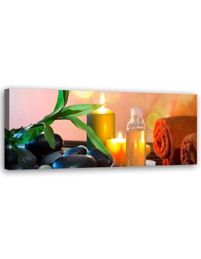 Zen leaf stones candle - Modern painting for wall | FEEBY