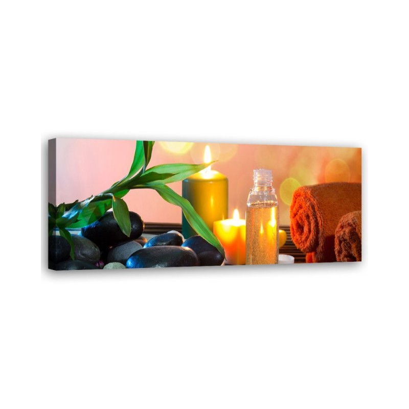 Zen leaf stones candle - Modern painting for wall | FEEBY