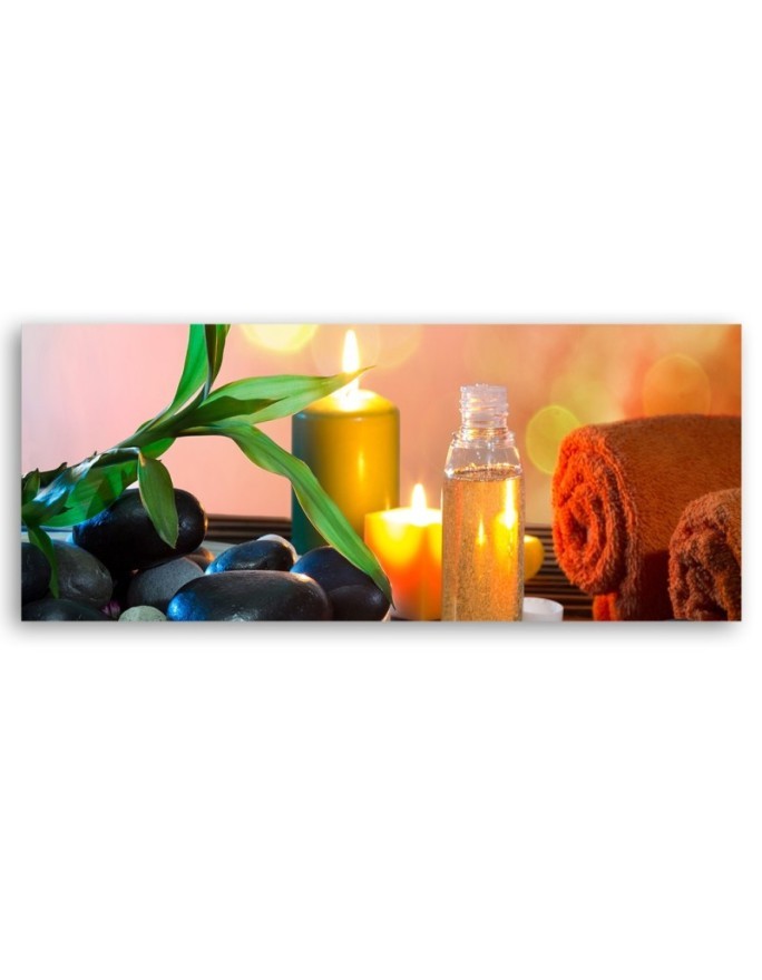 Zen leaf stones candle - Modern painting for wall | FEEBY