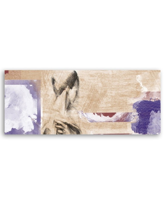 Woman on beige background - canvas painting on canvas | FEEBY