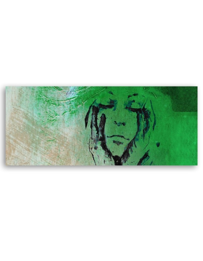 Womans face green abstract - Canvas painting | FEEBY