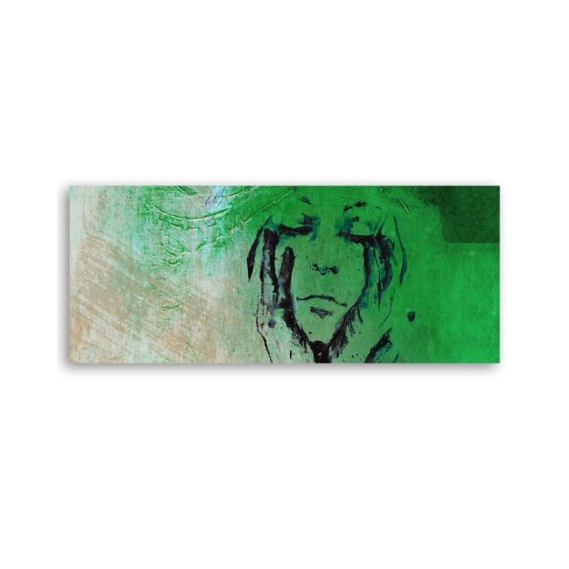 Womans face green abstract - Canvas painting | FEEBY