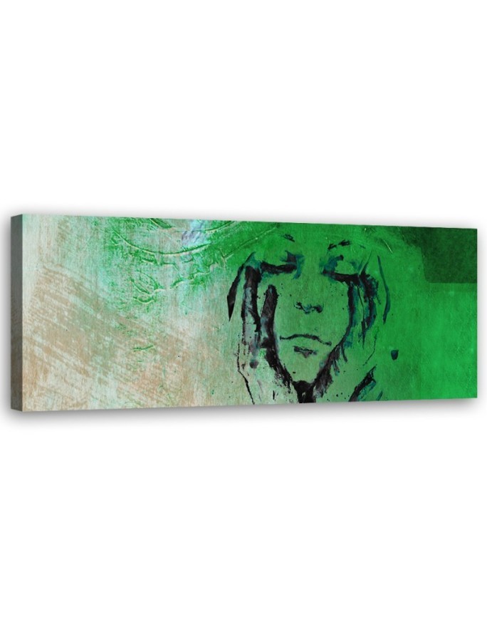 Womans face green abstract - Canvas painting | FEEBY