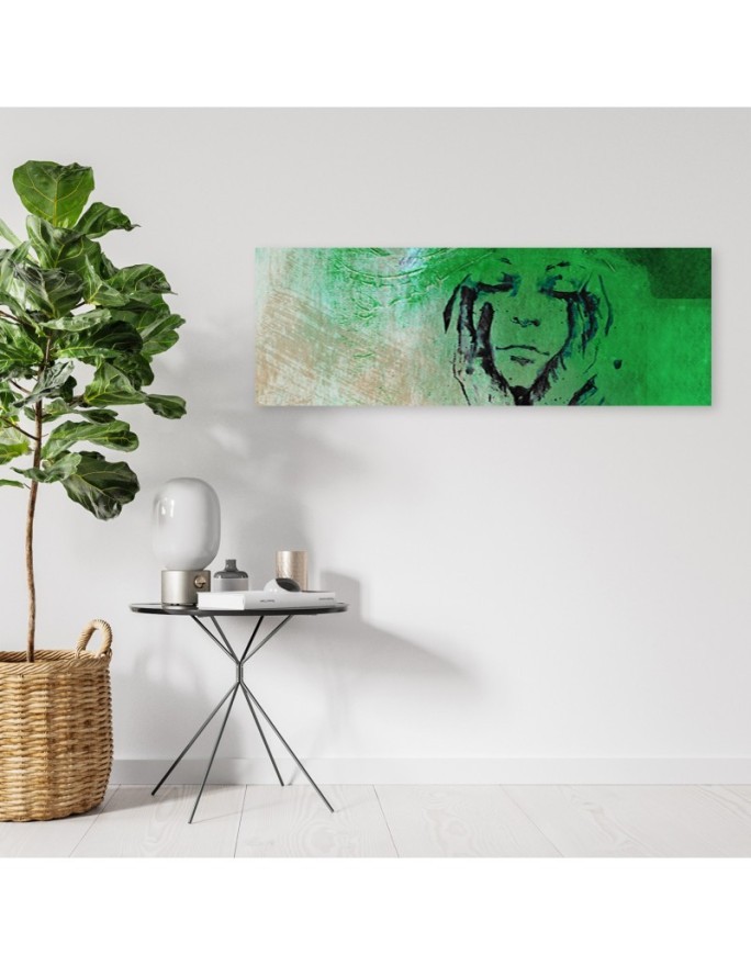 Womans face green abstract - Canvas painting | FEEBY