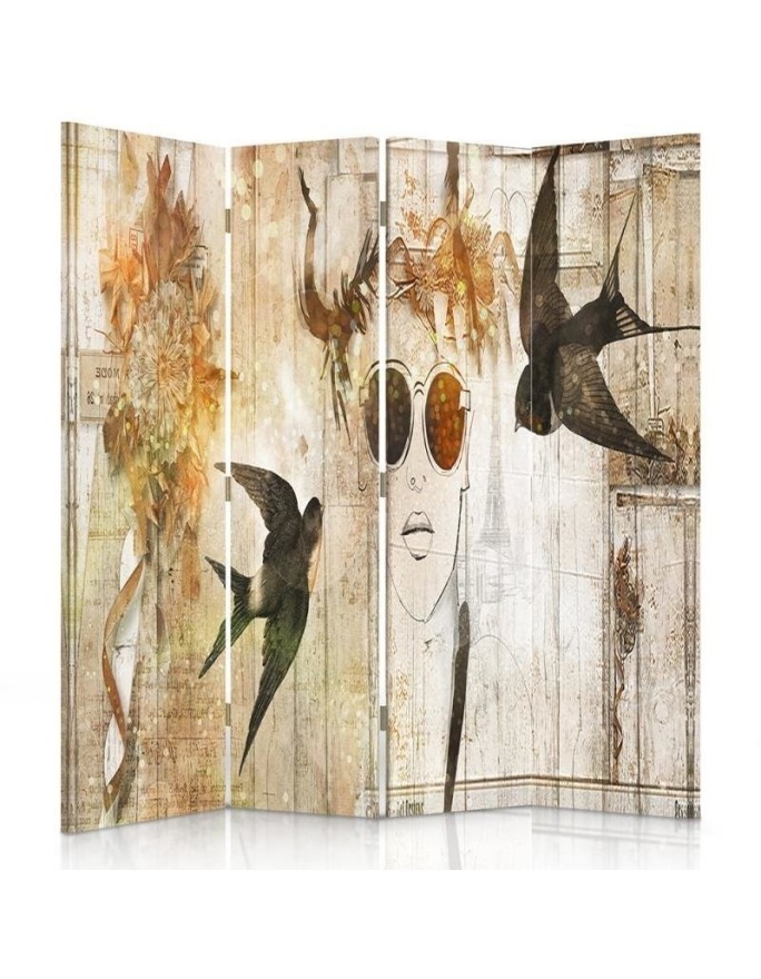 Rotating screen - Woman and swallows | FEEBY