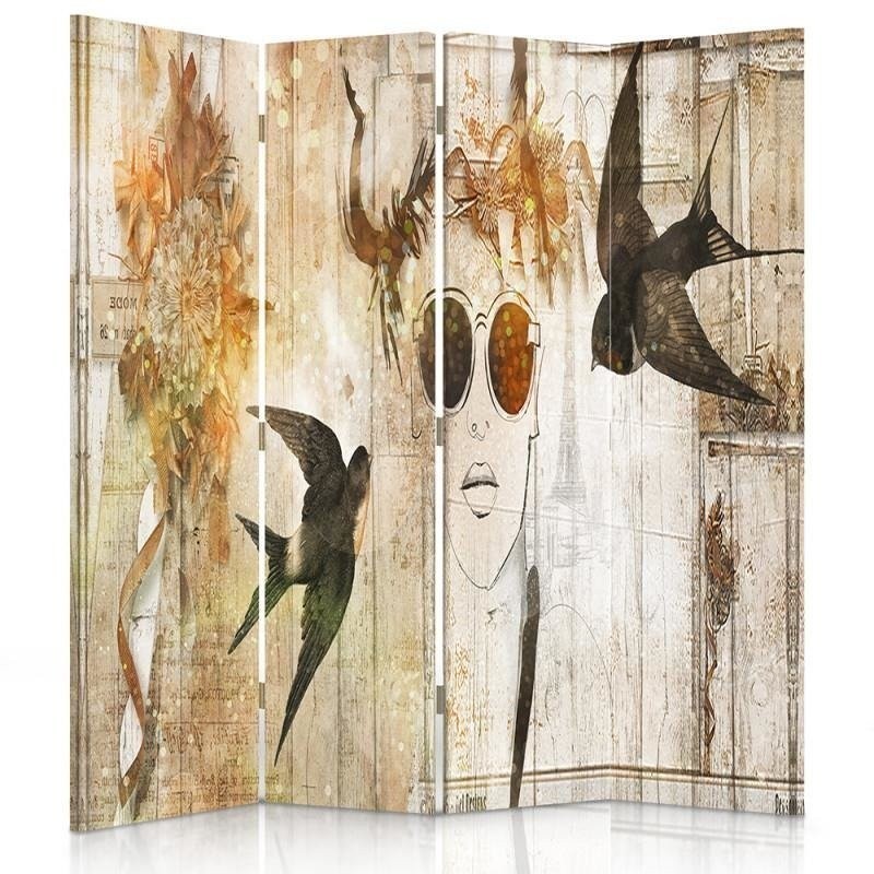 Rotating screen - Woman and swallows | FEEBY