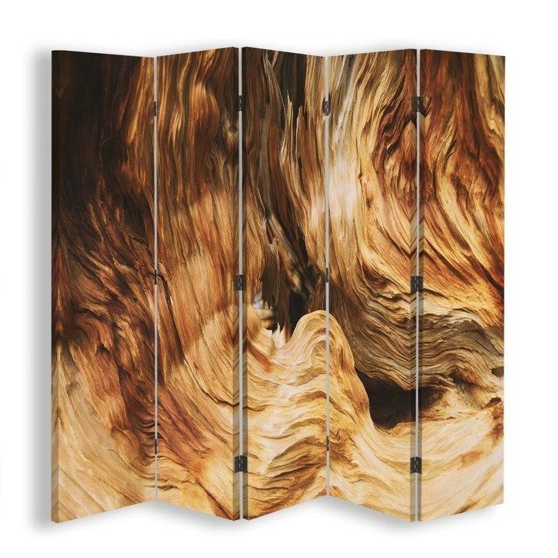 Living room divider - Wavy abstract with wood | FEEBY