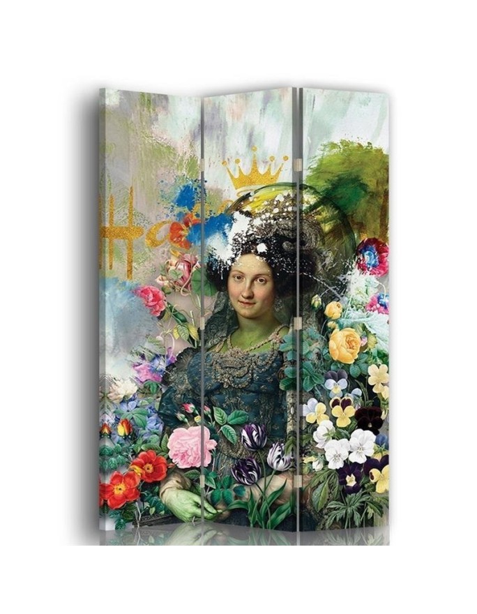 Double-sided room divider - Woman in flowers abstract | FEEBY