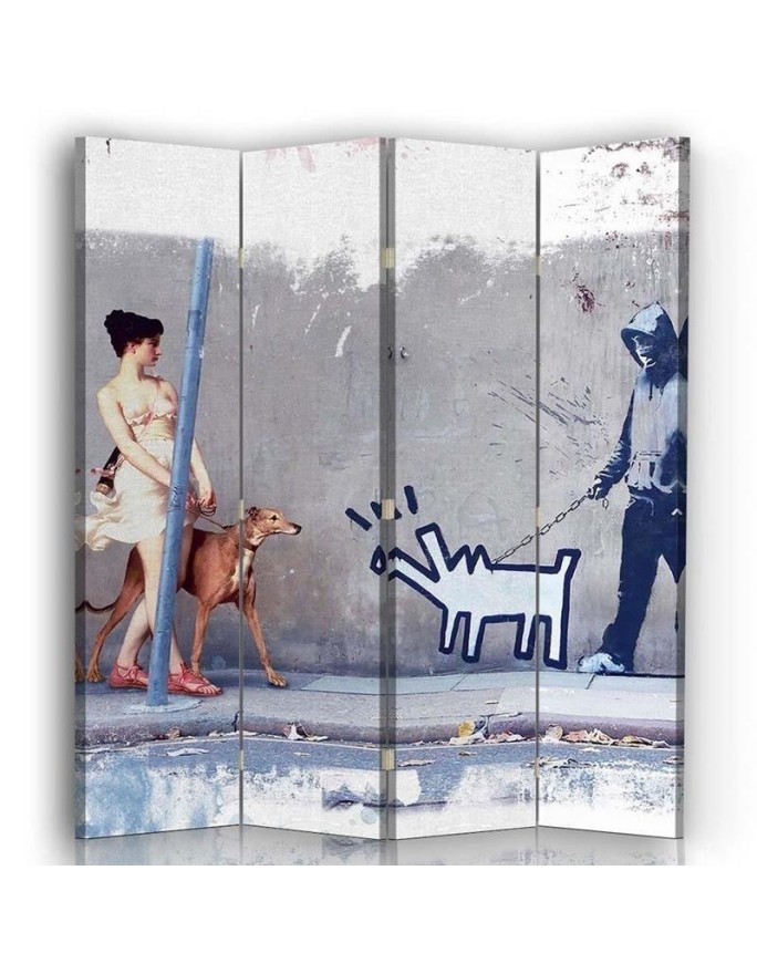 Modern room divider - Walking with a dog, banksy | FEEBY