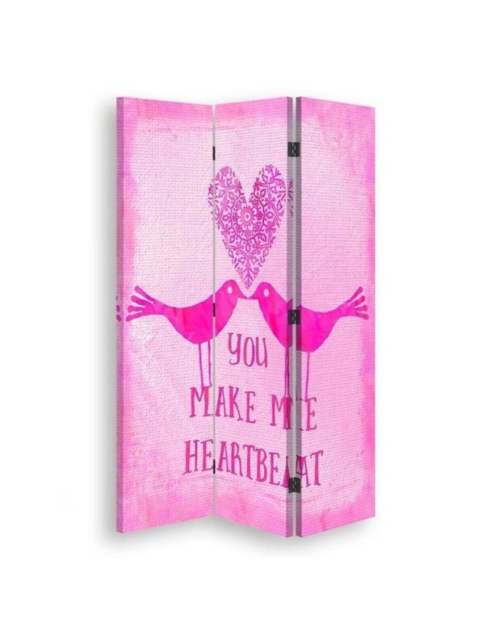 Room divider - Two birds on pink background | FEEBY